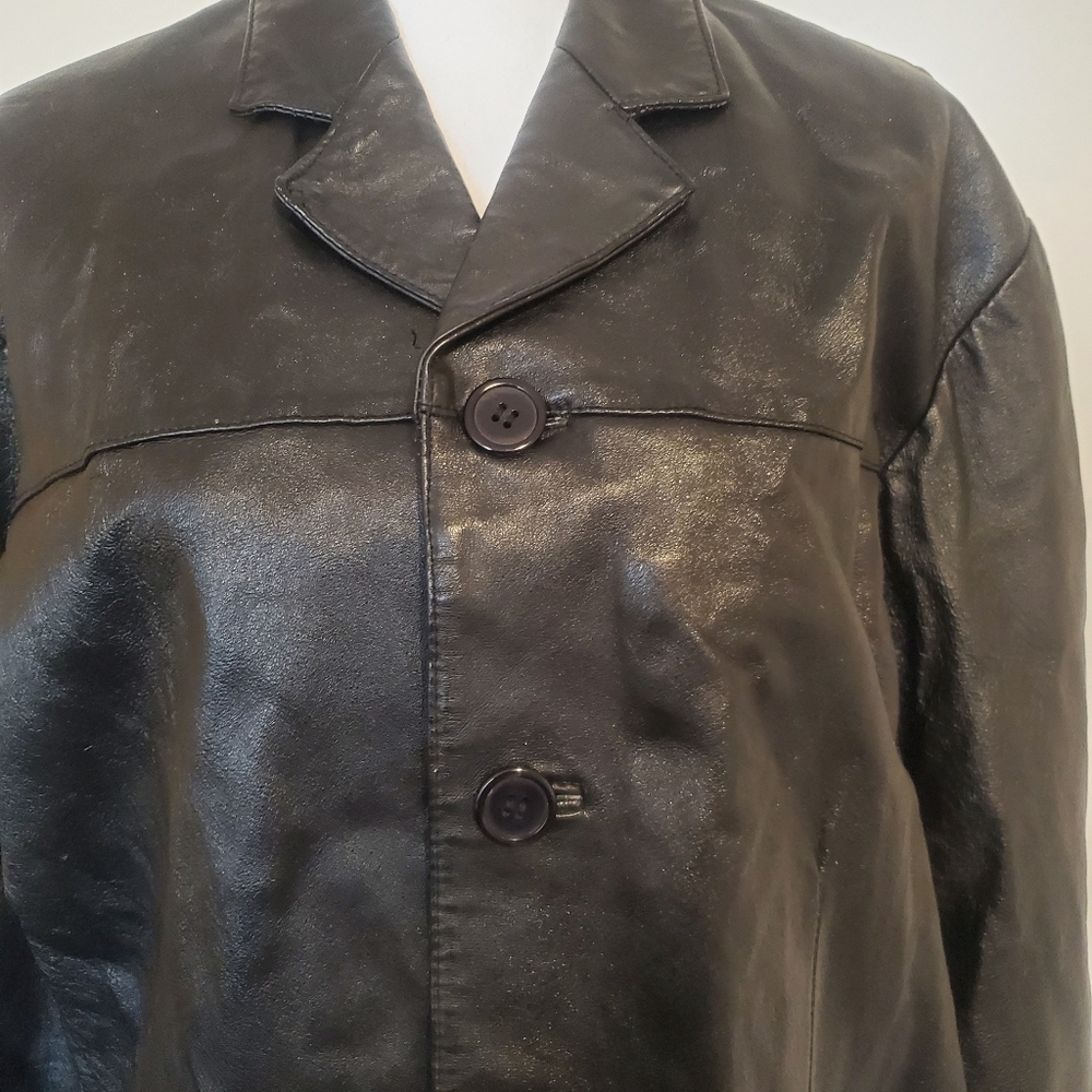 Vintage Black Leather Jacket. Size M